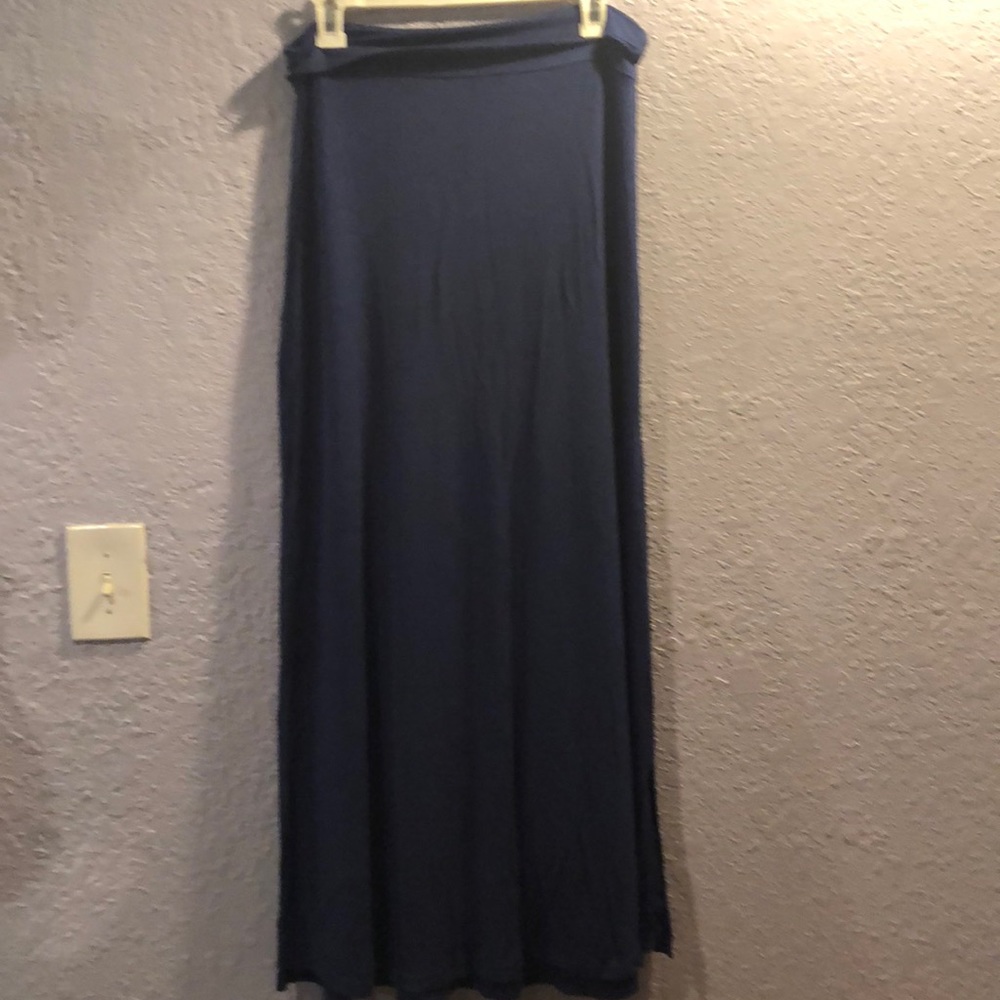 Navy Charlotte Russe maxi skirt w/ slits